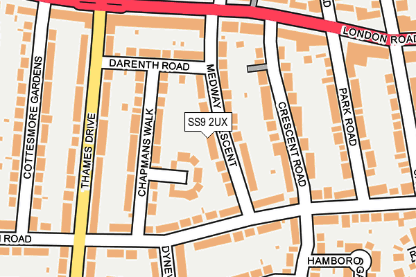 SS9 2UX map - OS OpenMap – Local (Ordnance Survey)