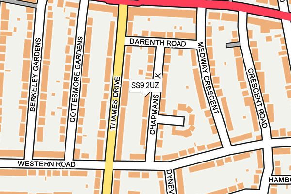 SS9 2UZ map - OS OpenMap – Local (Ordnance Survey)