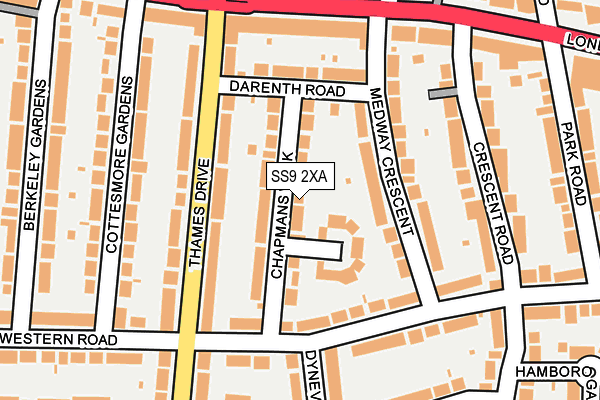 SS9 2XA map - OS OpenMap – Local (Ordnance Survey)