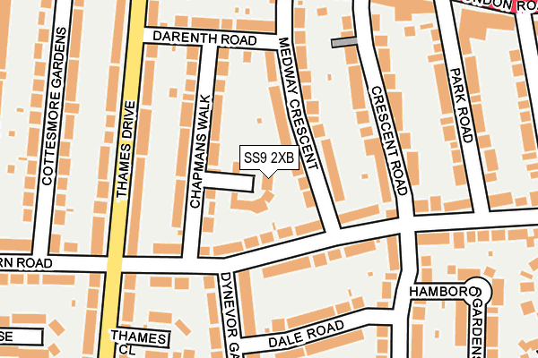 SS9 2XB map - OS OpenMap – Local (Ordnance Survey)