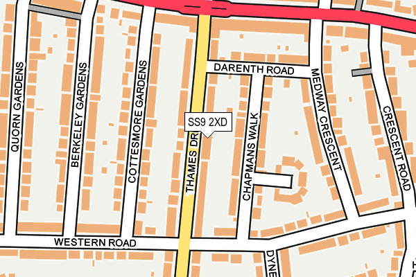 SS9 2XD map - OS OpenMap – Local (Ordnance Survey)