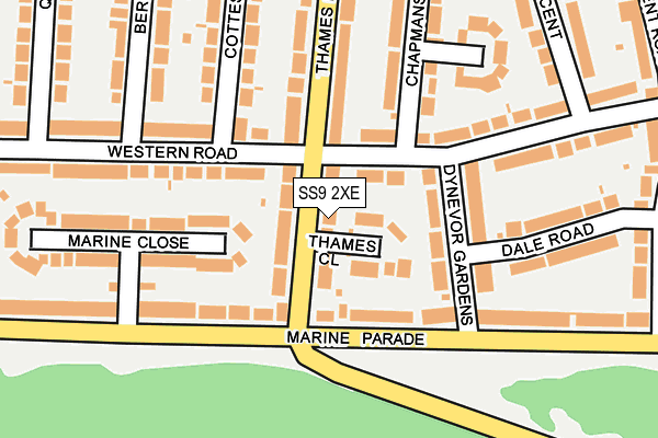 SS9 2XE map - OS OpenMap – Local (Ordnance Survey)