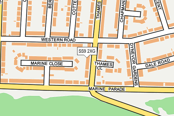 SS9 2XG map - OS OpenMap – Local (Ordnance Survey)