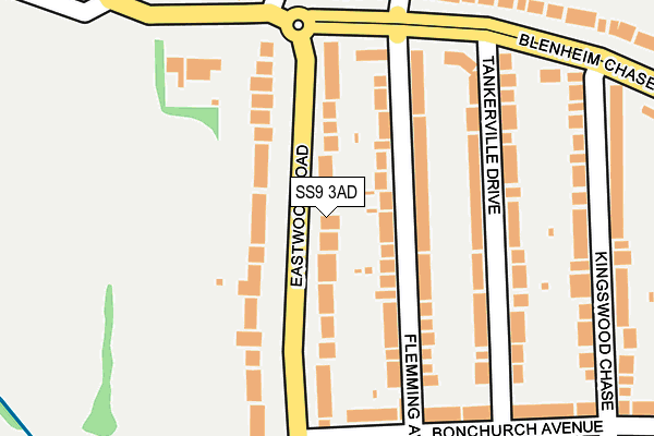 SS9 3AD map - OS OpenMap – Local (Ordnance Survey)