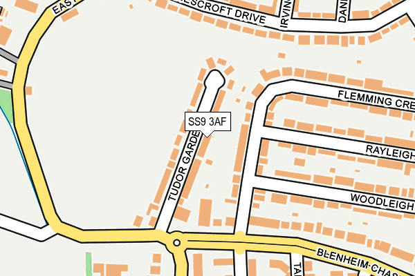 SS9 3AF map - OS OpenMap – Local (Ordnance Survey)