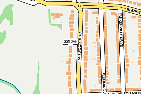 SS9 3AH map - OS OpenMap – Local (Ordnance Survey)