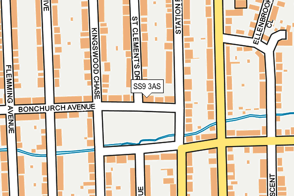 SS9 3AS map - OS OpenMap – Local (Ordnance Survey)