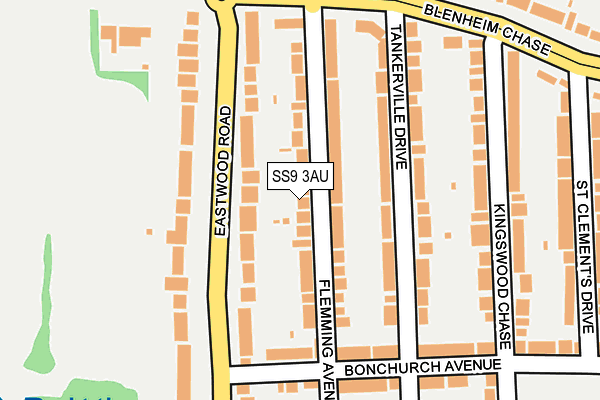 SS9 3AU map - OS OpenMap – Local (Ordnance Survey)