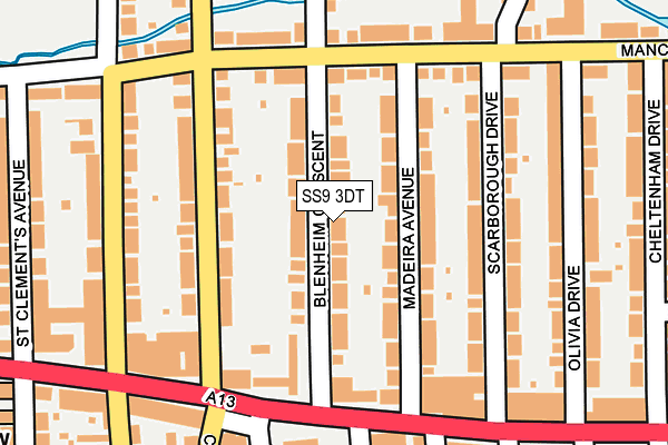 SS9 3DT map - OS OpenMap – Local (Ordnance Survey)