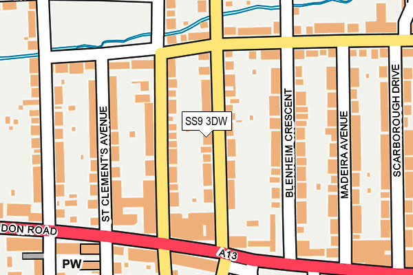 SS9 3DW map - OS OpenMap – Local (Ordnance Survey)