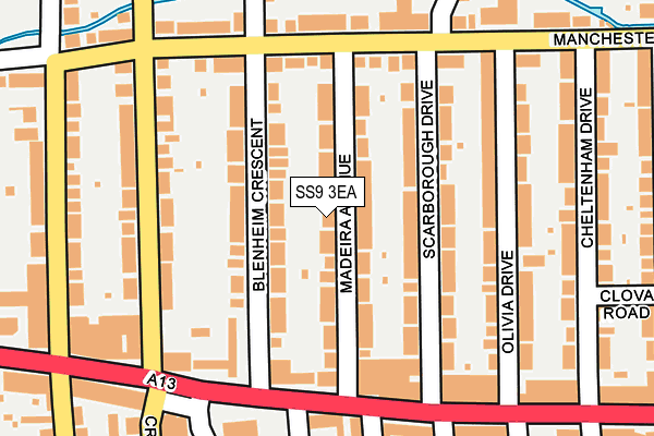 SS9 3EA map - OS OpenMap – Local (Ordnance Survey)