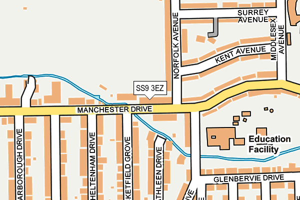 SS9 3EZ map - OS OpenMap – Local (Ordnance Survey)