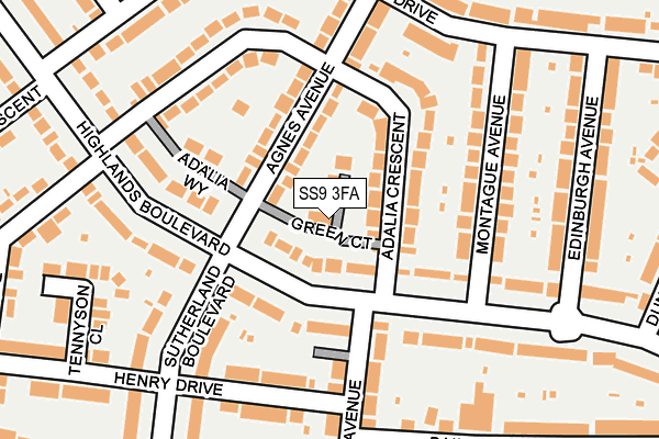 SS9 3FA map - OS OpenMap – Local (Ordnance Survey)