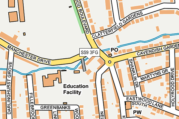 SS9 3FG map - OS OpenMap – Local (Ordnance Survey)