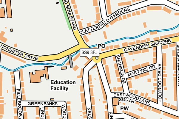 SS9 3FJ map - OS OpenMap – Local (Ordnance Survey)