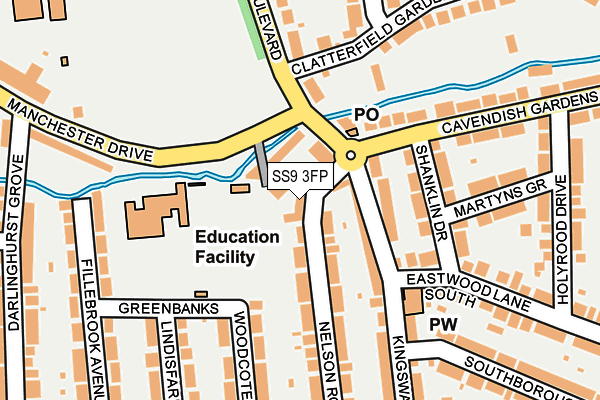 SS9 3FP map - OS OpenMap – Local (Ordnance Survey)
