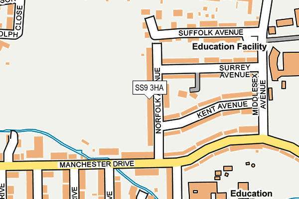 SS9 3HA map - OS OpenMap – Local (Ordnance Survey)