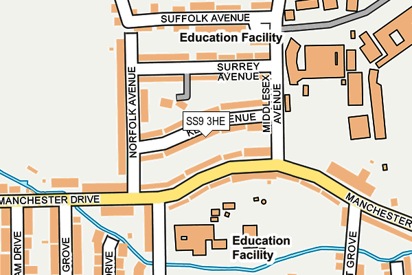 SS9 3HE map - OS OpenMap – Local (Ordnance Survey)