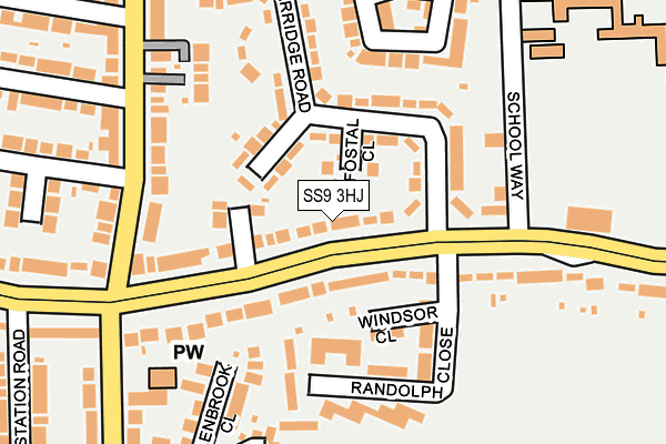 SS9 3HJ map - OS OpenMap – Local (Ordnance Survey)
