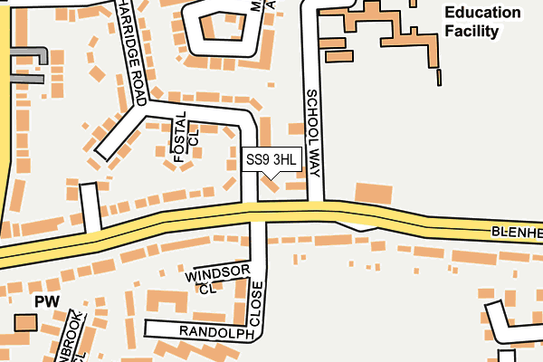 SS9 3HL map - OS OpenMap – Local (Ordnance Survey)