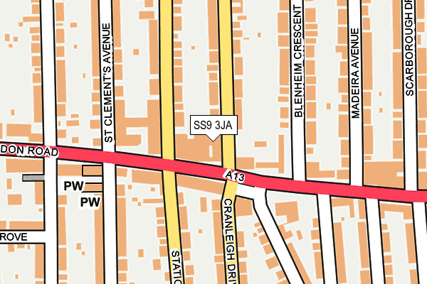 SS9 3JA map - OS OpenMap – Local (Ordnance Survey)