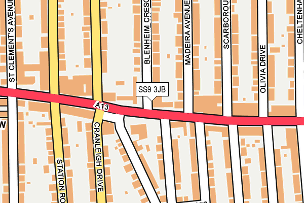 SS9 3JB map - OS OpenMap – Local (Ordnance Survey)