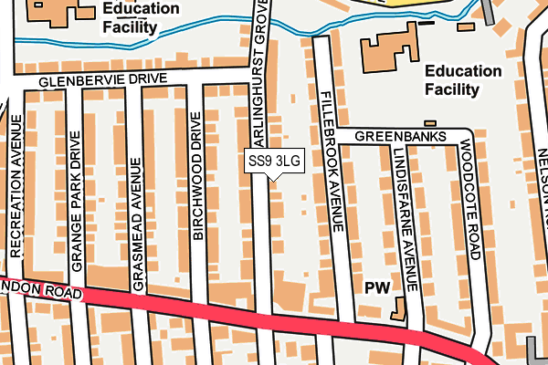 SS9 3LG map - OS OpenMap – Local (Ordnance Survey)