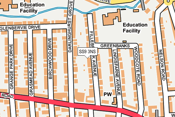 SS9 3NS map - OS OpenMap – Local (Ordnance Survey)