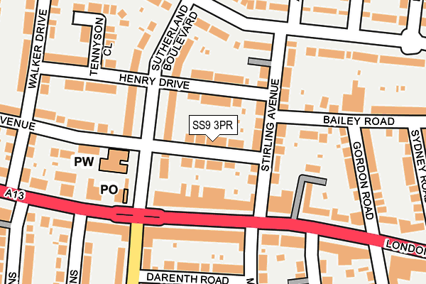 SS9 3PR map - OS OpenMap – Local (Ordnance Survey)