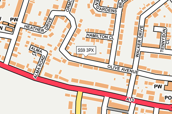 SS9 3PX map - OS OpenMap – Local (Ordnance Survey)