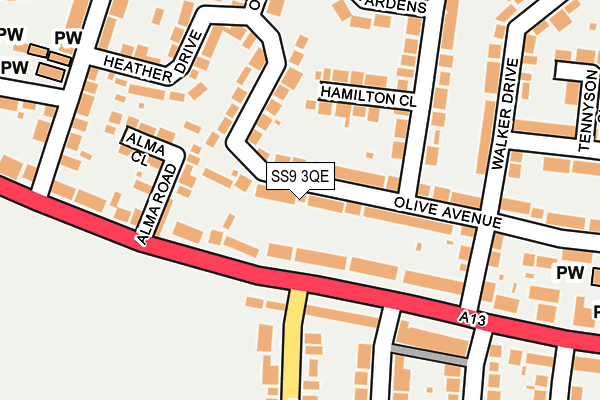 SS9 3QE map - OS OpenMap – Local (Ordnance Survey)