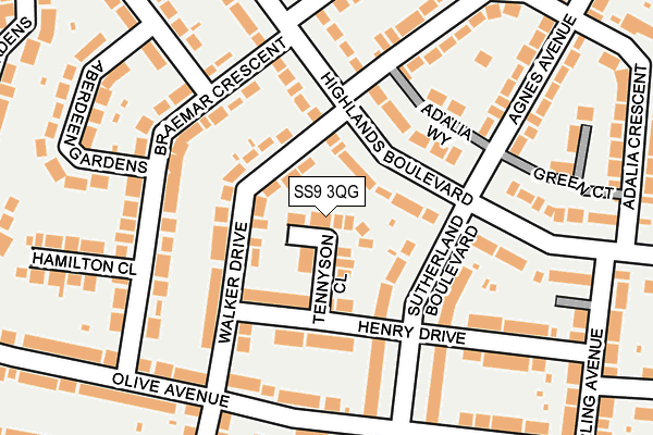 SS9 3QG map - OS OpenMap – Local (Ordnance Survey)