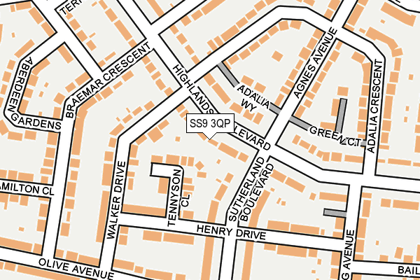 SS9 3QP map - OS OpenMap – Local (Ordnance Survey)