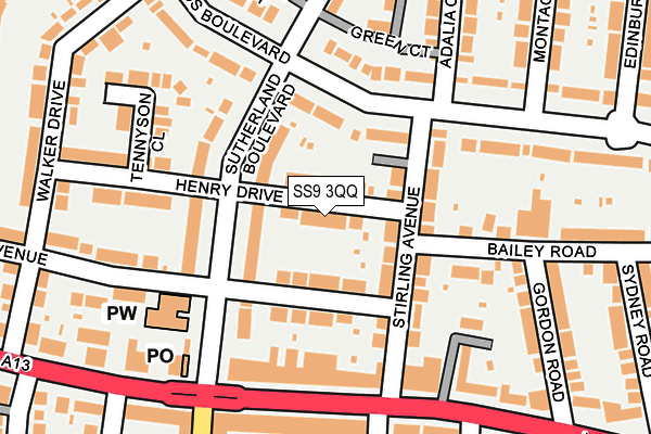 SS9 3QQ map - OS OpenMap – Local (Ordnance Survey)
