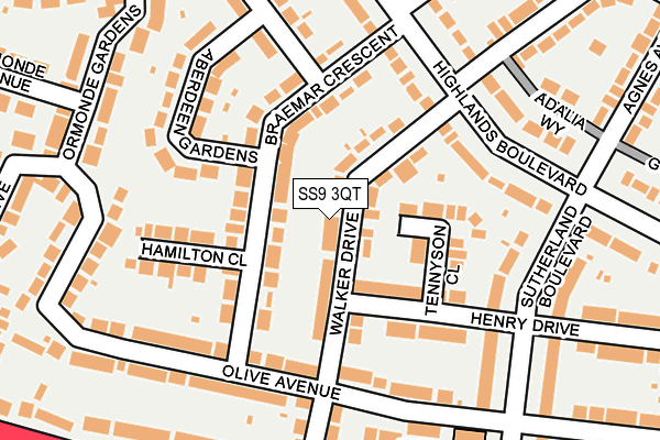 SS9 3QT map - OS OpenMap – Local (Ordnance Survey)