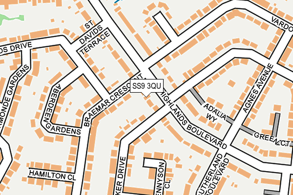 SS9 3QU map - OS OpenMap – Local (Ordnance Survey)
