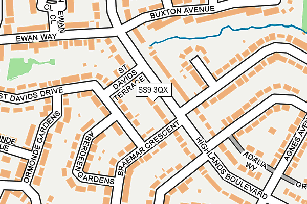 SS9 3QX map - OS OpenMap – Local (Ordnance Survey)