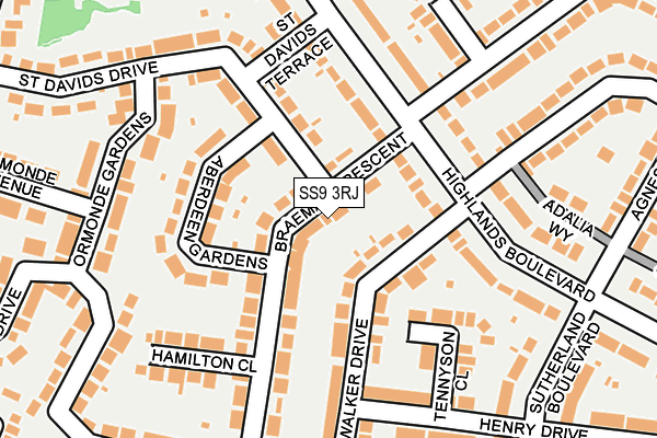 SS9 3RJ map - OS OpenMap – Local (Ordnance Survey)