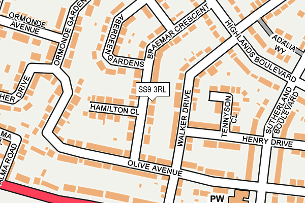 SS9 3RL map - OS OpenMap – Local (Ordnance Survey)