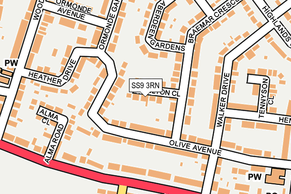 SS9 3RN map - OS OpenMap – Local (Ordnance Survey)