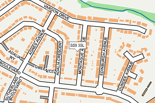 SS9 3SL map - OS OpenMap – Local (Ordnance Survey)