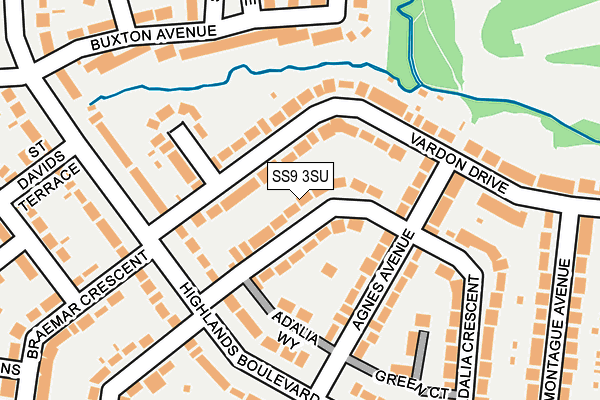 SS9 3SU map - OS OpenMap – Local (Ordnance Survey)
