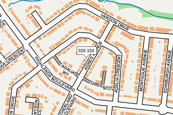 SS9 3SX map - OS OpenMap – Local (Ordnance Survey)