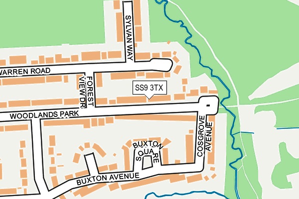SS9 3TX map - OS OpenMap – Local (Ordnance Survey)