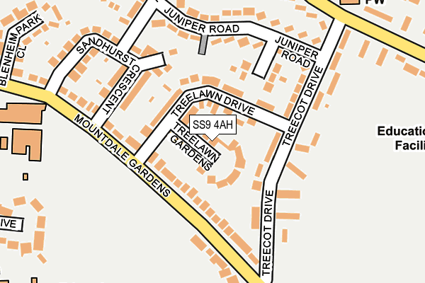 SS9 4AH map - OS OpenMap – Local (Ordnance Survey)