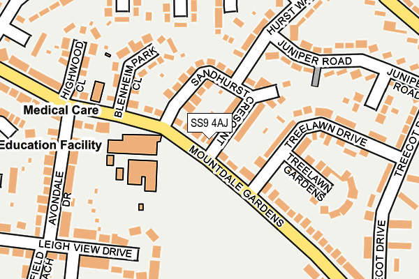 SS9 4AJ map - OS OpenMap – Local (Ordnance Survey)