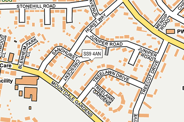 SS9 4AN map - OS OpenMap – Local (Ordnance Survey)