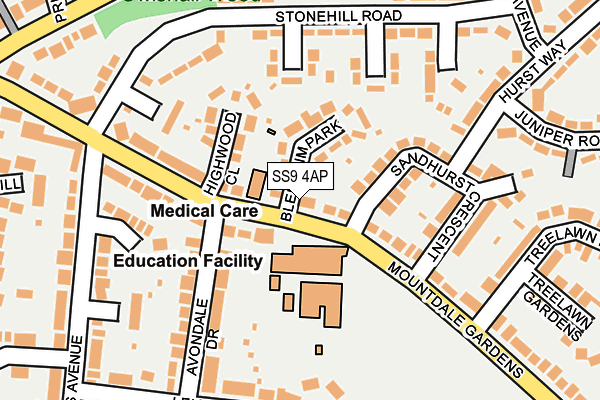 SS9 4AP map - OS OpenMap – Local (Ordnance Survey)