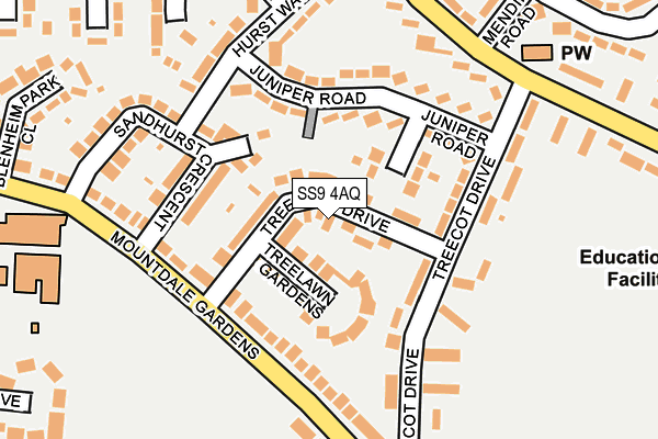 SS9 4AQ map - OS OpenMap – Local (Ordnance Survey)
