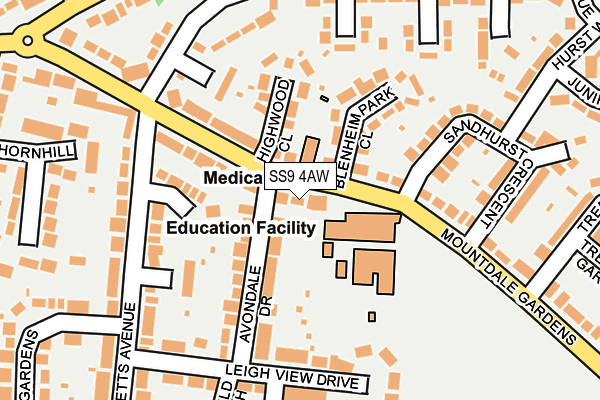SS9 4AW map - OS OpenMap – Local (Ordnance Survey)